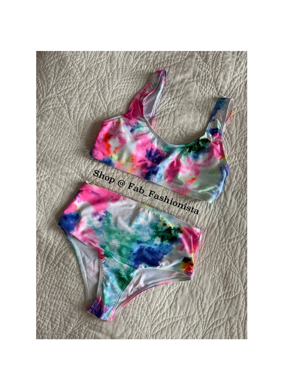 Tie-Dye High-Waist Bikini Set in Multicolor